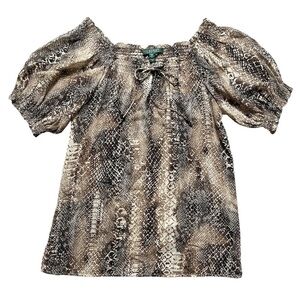 Lauren Ralph Lauren Snake Print Blouse - Brown and Cream